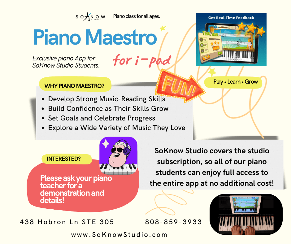 ### 🎹 Piano Maestro: Make Practice Fun! **Kids can’t stop playing!** Piano Maestro turns piano practice into a fun and exciting experience—making it easy to say **“YES!” to practicing piano!**