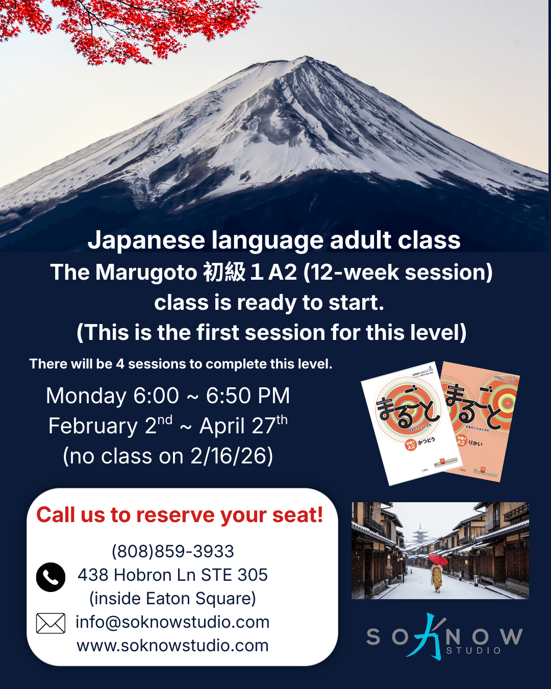 Marugoto Japanese Class A2 Session is open!