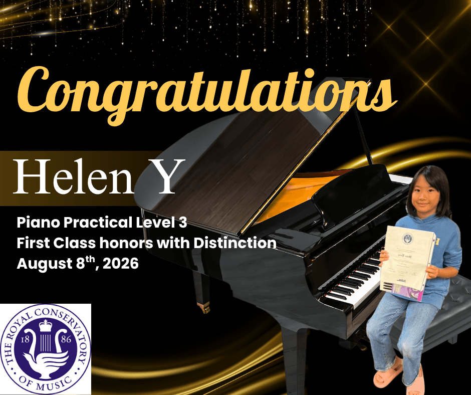 The Royal Conservatory of Music, Achevement, piano Practical exam, Level 3. Congratulations